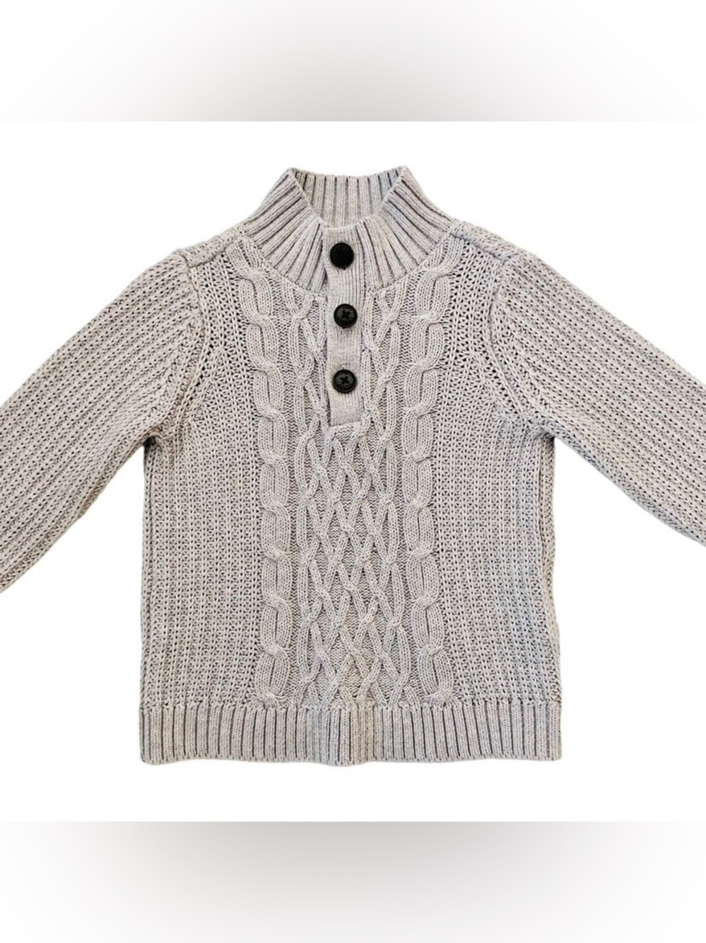 Toddler Cable-Knit Mock Neck Cotton Sweater